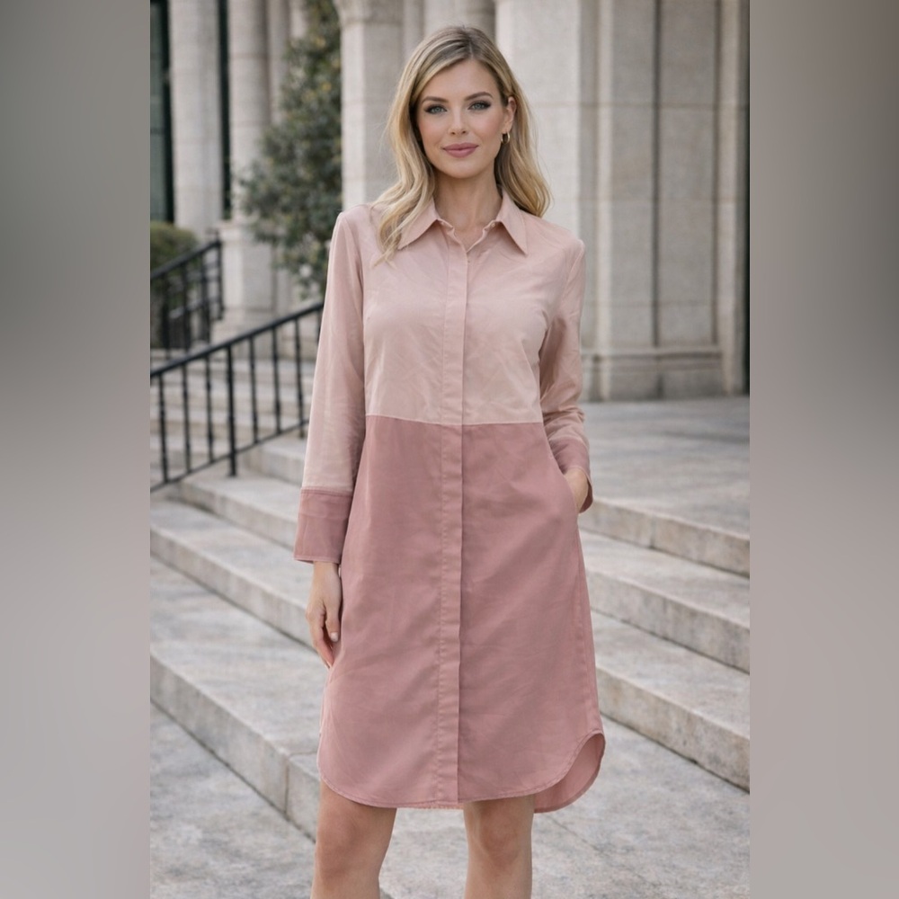 Prologue Dusty Pink Shirt Dress Oversized XS Fits Small Minimal Chic Versatile